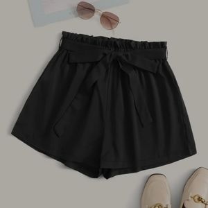 Lush Black Shorts Small S Belted Bow Tie High Waisted New W/O Tags